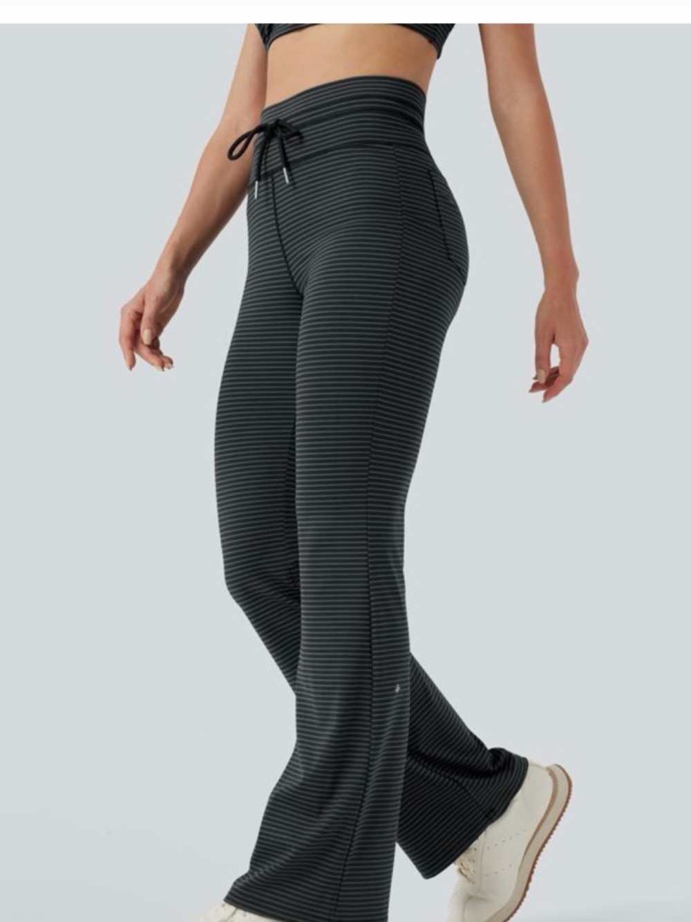 HALARA Black & Gray Striped High-Rise Flare Pants - brand new never worn